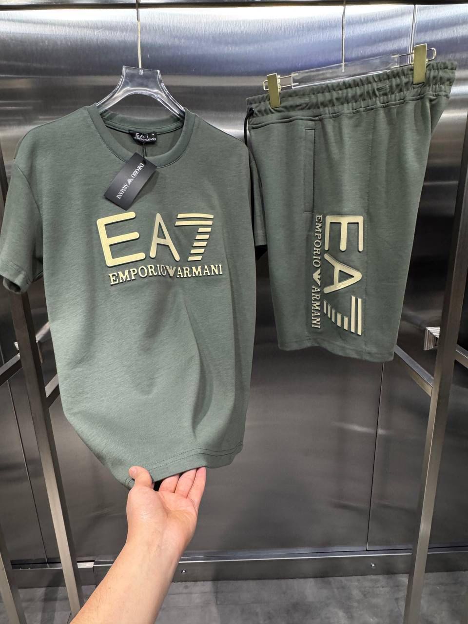 Streetwear Vibes:EA7 Relaxed Tee & Shorts