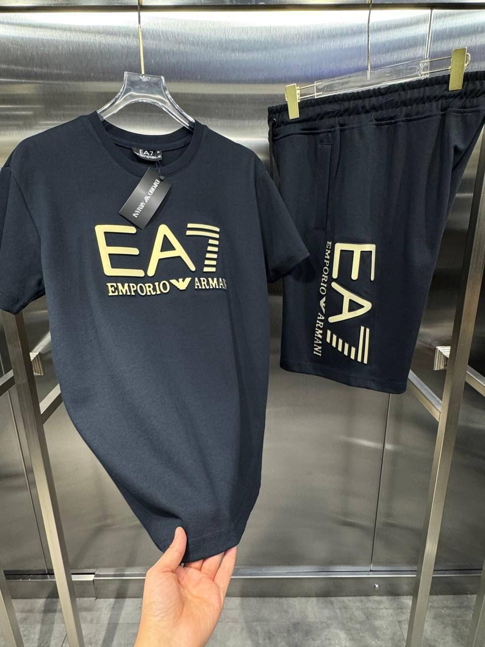 Streetwear Vibes:EA7 Relaxed Tee & Shorts